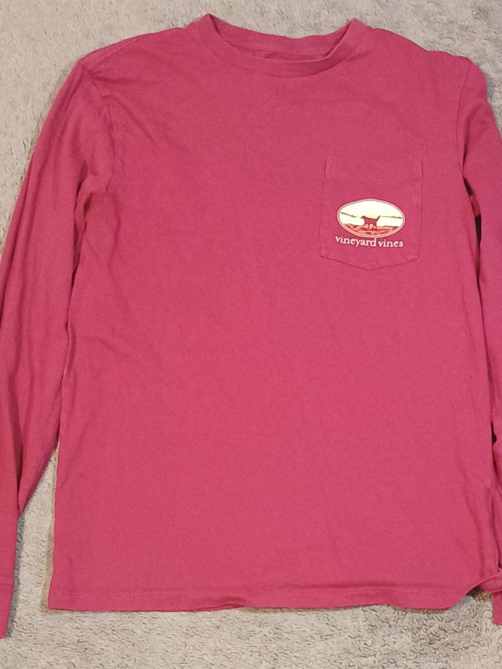 Vineyard Vines/Pocket Tee/Womens XS/Red/Dog Beach Sunset Graphic Coastal Shirt - Picture 8 of 8